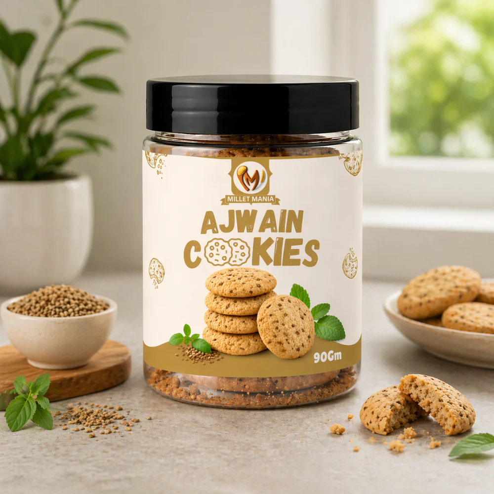 Millet Cookies of Bilona Ghee - Ajwain (90g) - Image 3