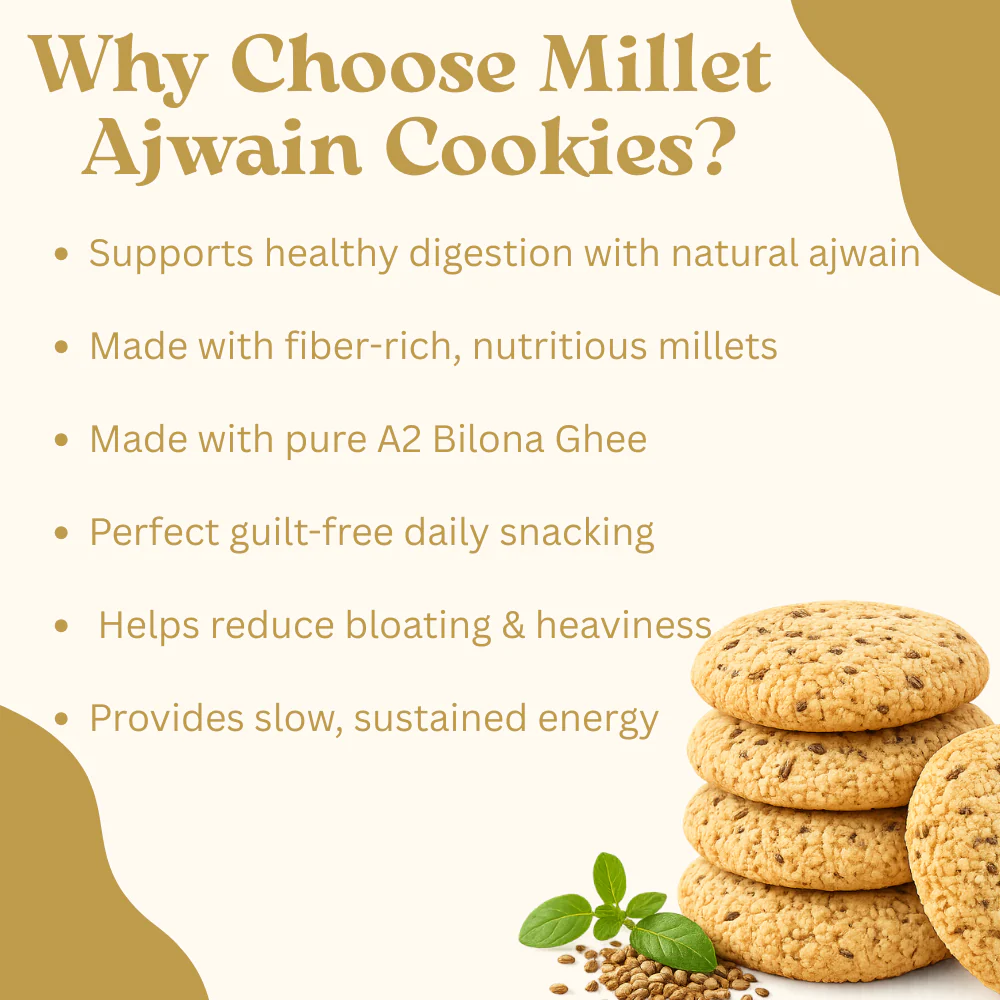 Millet Cookies of Bilona Ghee - Ajwain (90g) - Image 4