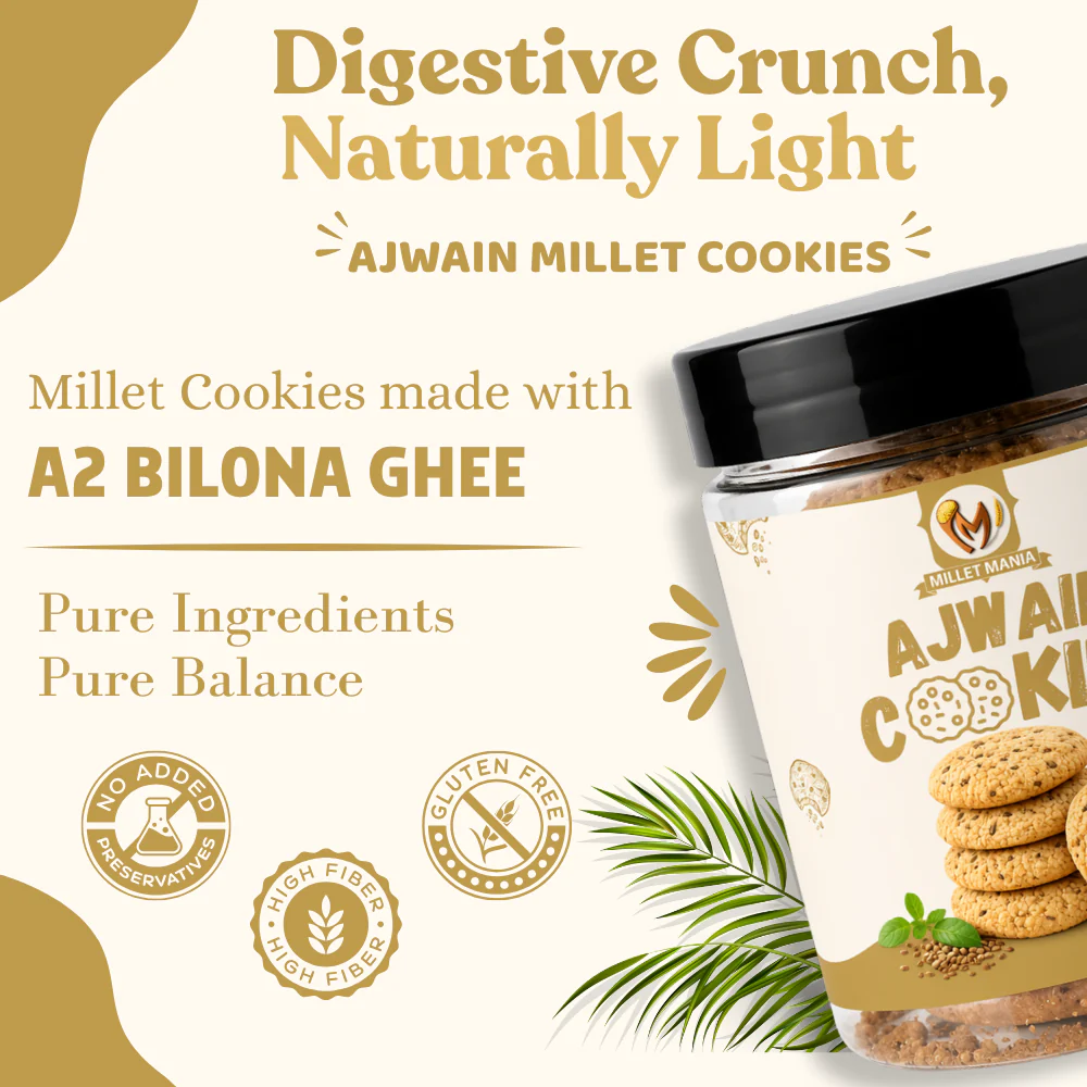 Millet Cookies of Bilona Ghee - Ajwain (90g) - Image 6