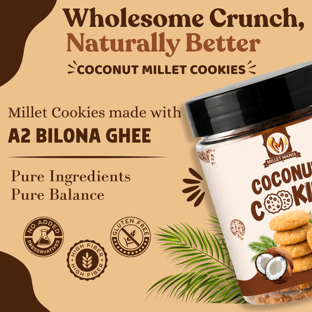 Millet Cookies of Bilona Ghee - Coconut (90g) - Image 6