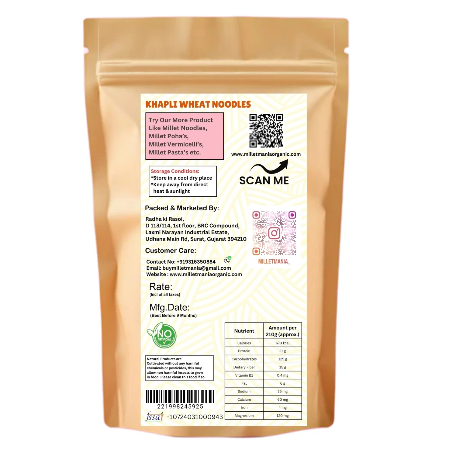 Khapli Wheat Noodles (210g) - Image 2