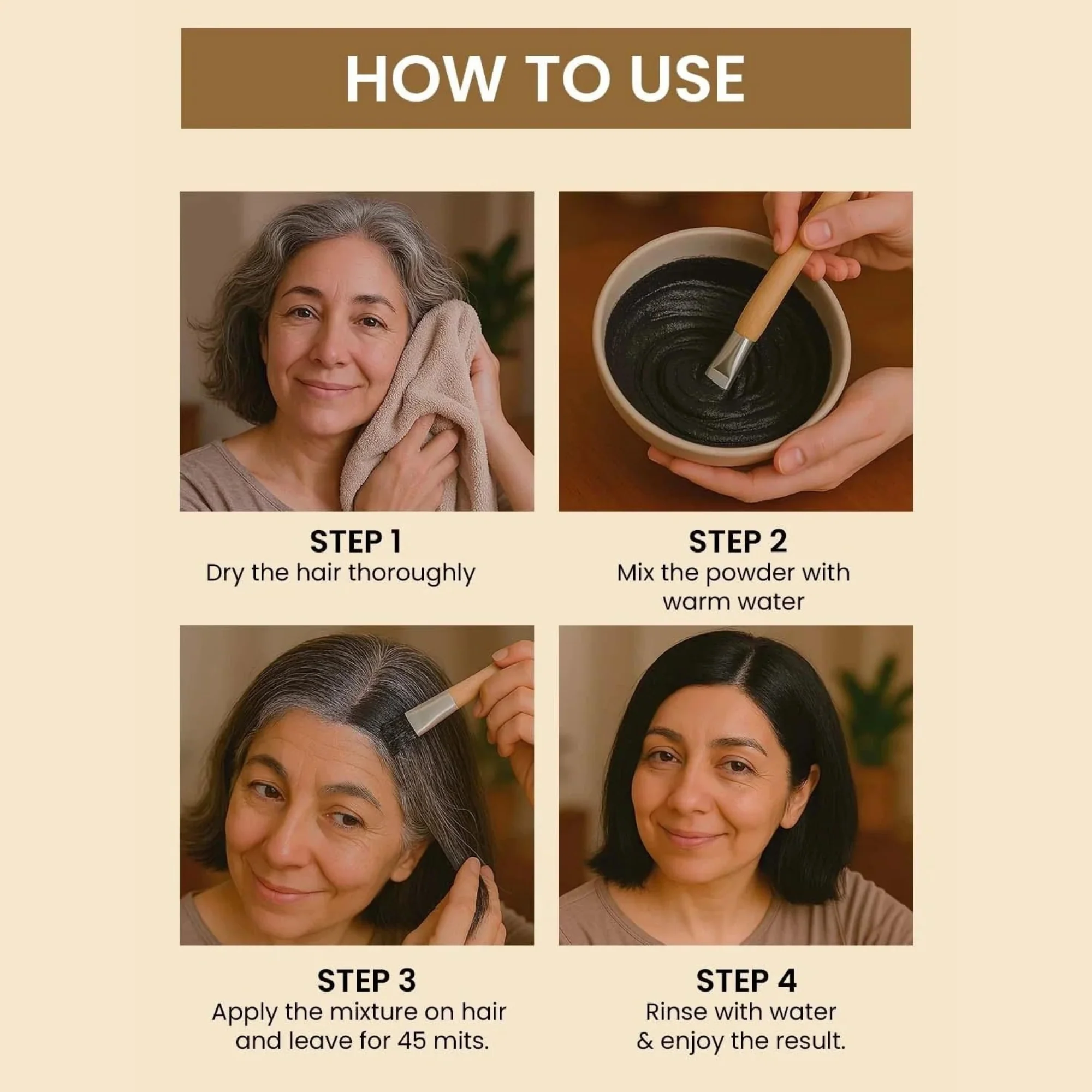 Natural Herbal Hair Color - Black - Image 4