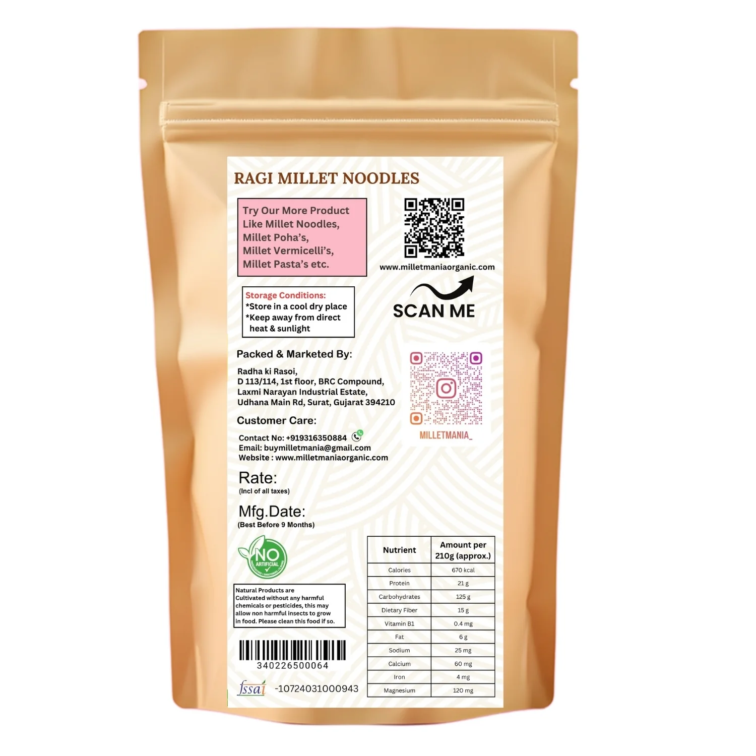 Ragi Noodles (210g) - Image 2