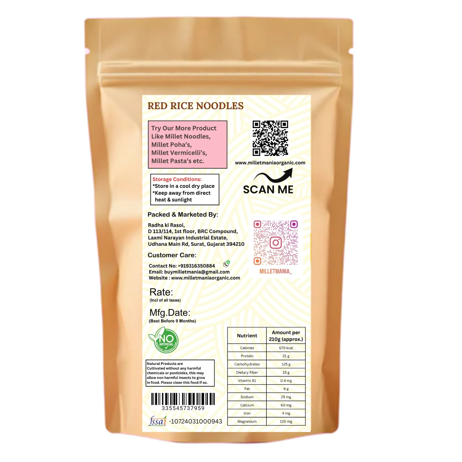 Red Rice Noodles (210g) - Image 2