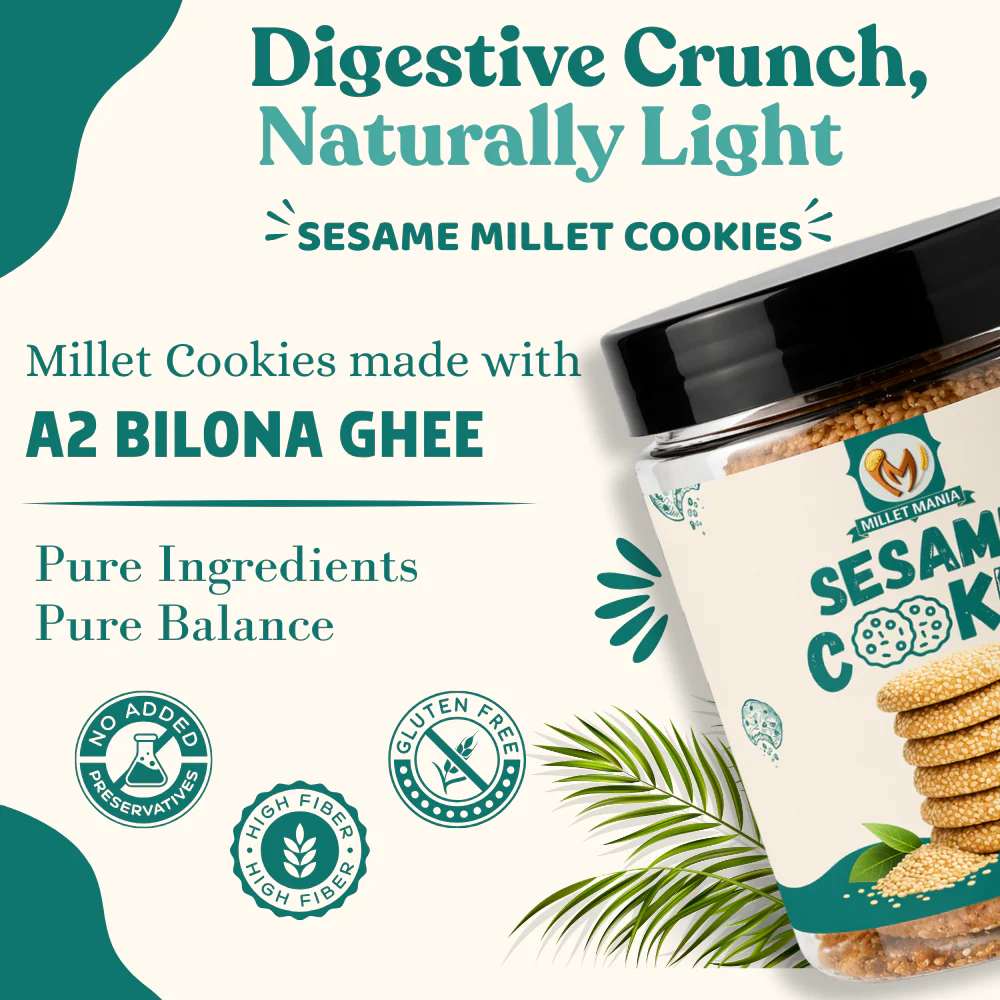 Millet Cookies of Bilona Ghee - Sesame (Til) (90g) - Image 6
